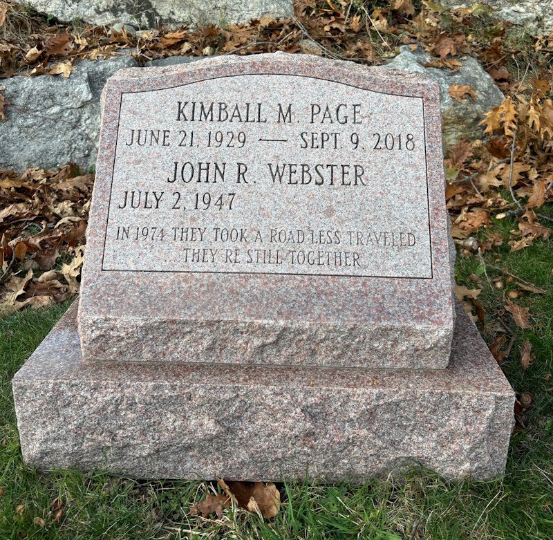John Webster, Kimbal Page monument