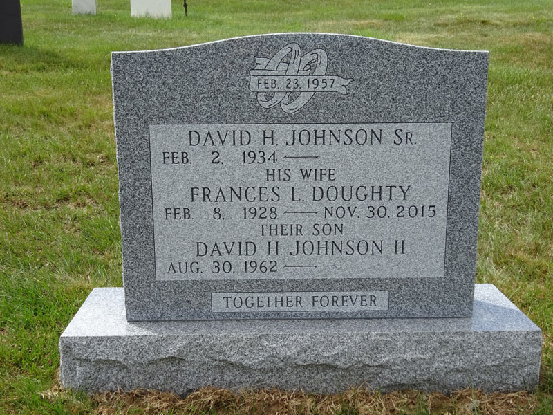 David, Frances and David II Johnson monument back