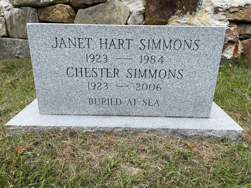 Janet Hart Simmons memorial